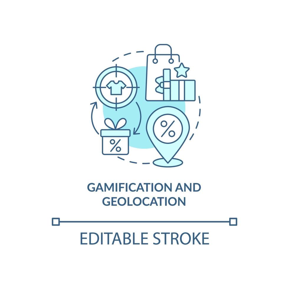 icono de concepto azul de gamificación y geolocalización vector