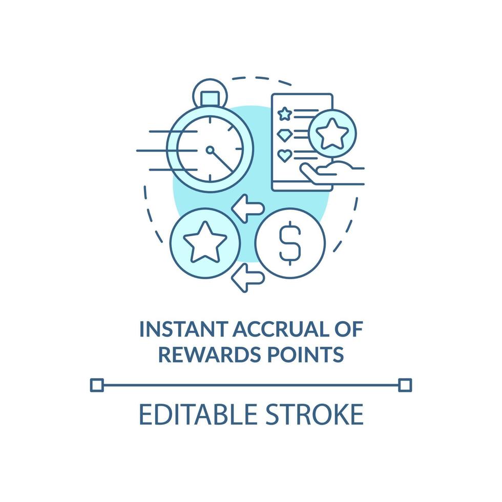 Acumulación instantánea de puntos de recompensa concepto icono azul vector