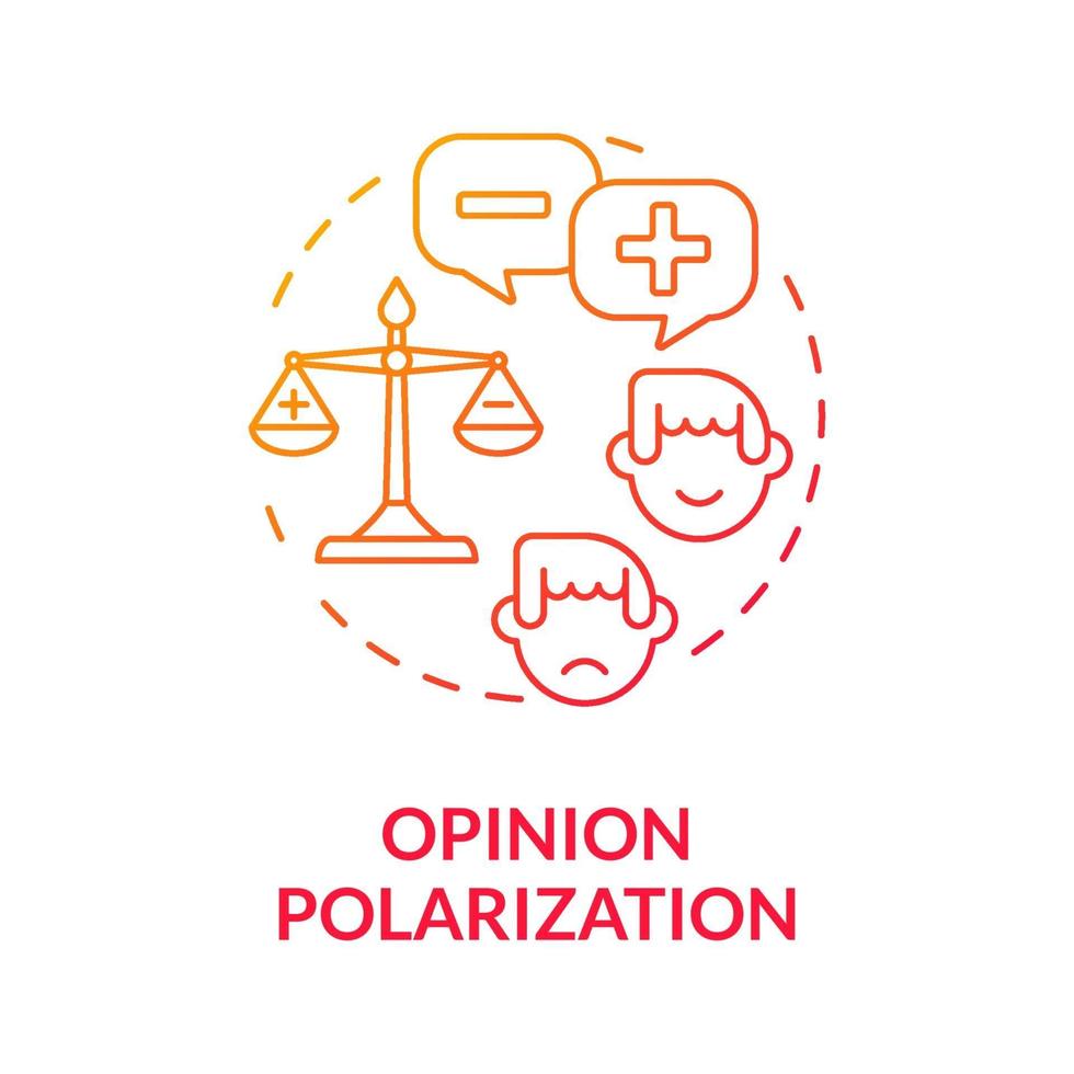 icono de concepto de gradiente de polarización de opinión vector