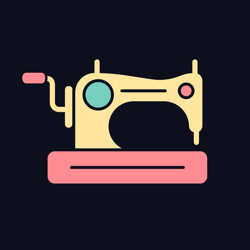 Antique sewing machine RGB color icon for dark theme vector