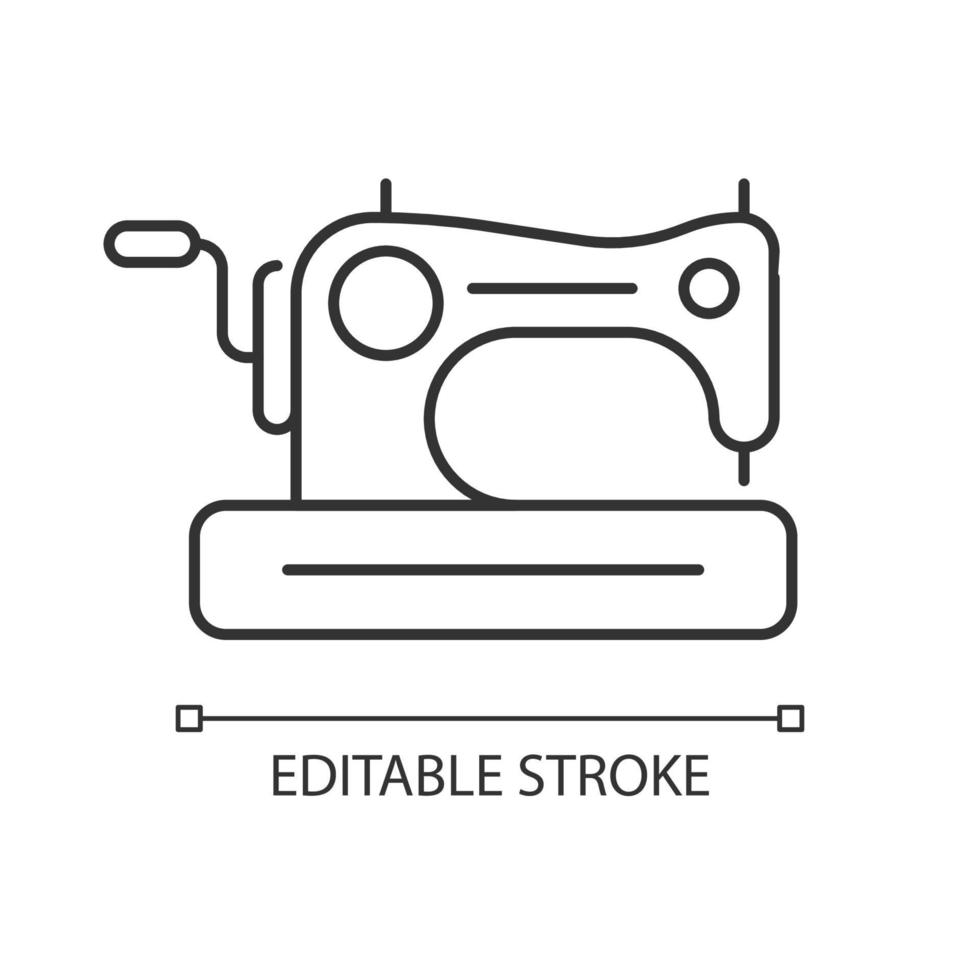 Antique sewing machine linear icon vector