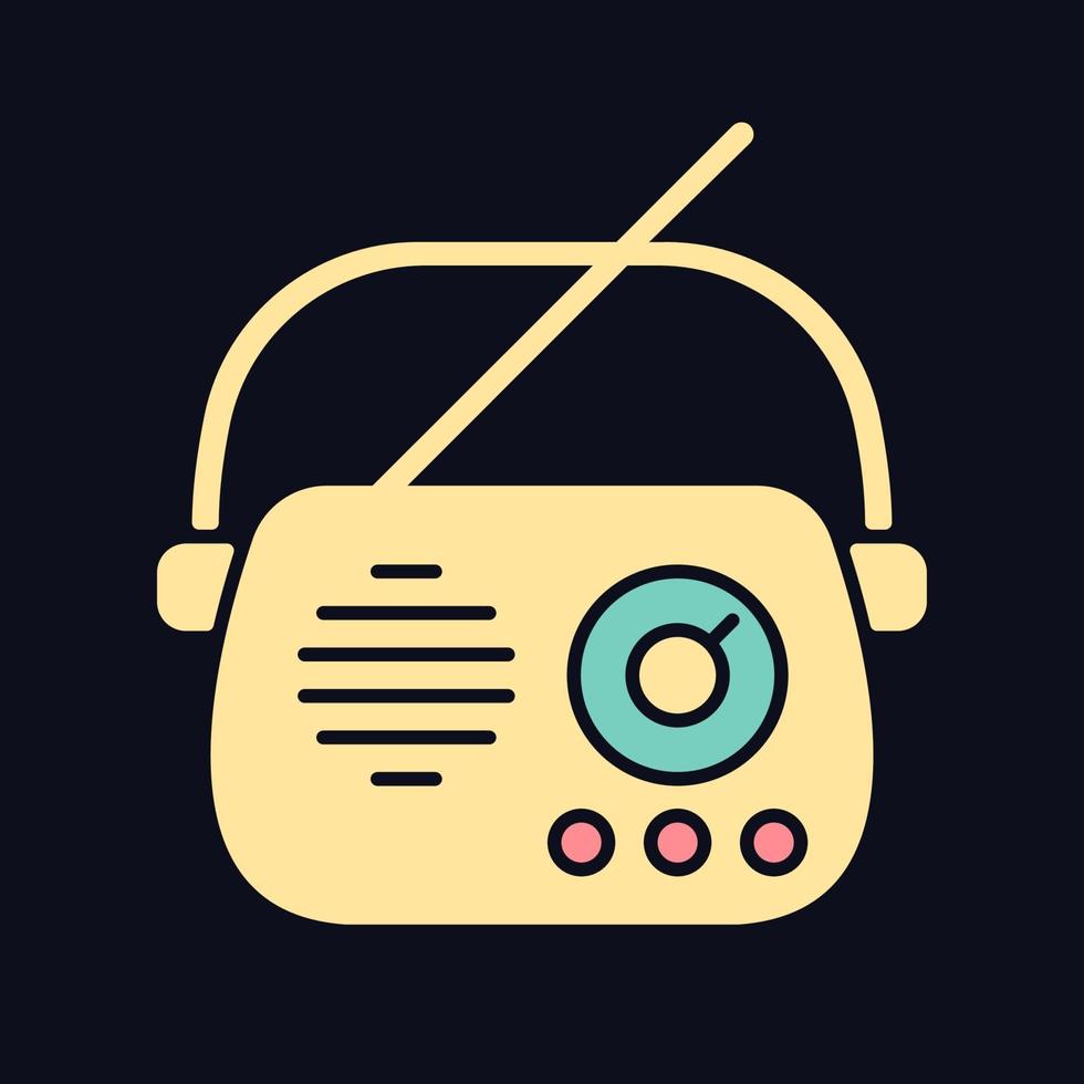 icono de color rgb de radio antiguo para tema oscuro vector