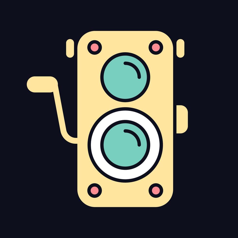 Old photo camera RGB color icon for dark theme vector