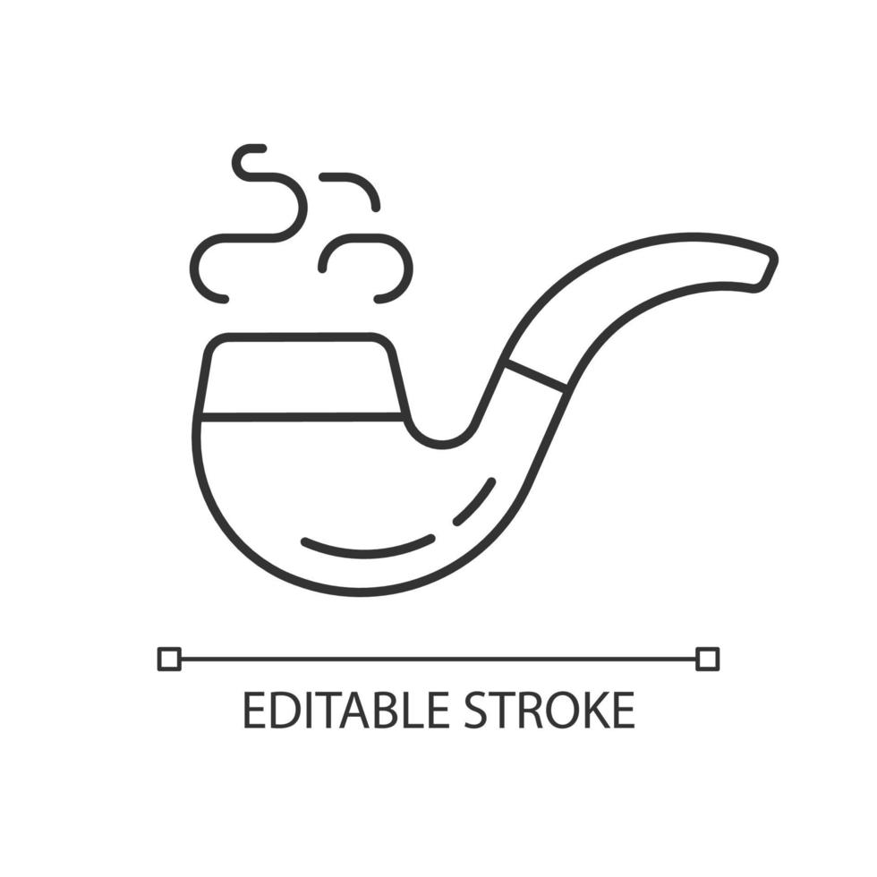 Vintage smoking pipe linear icon vector