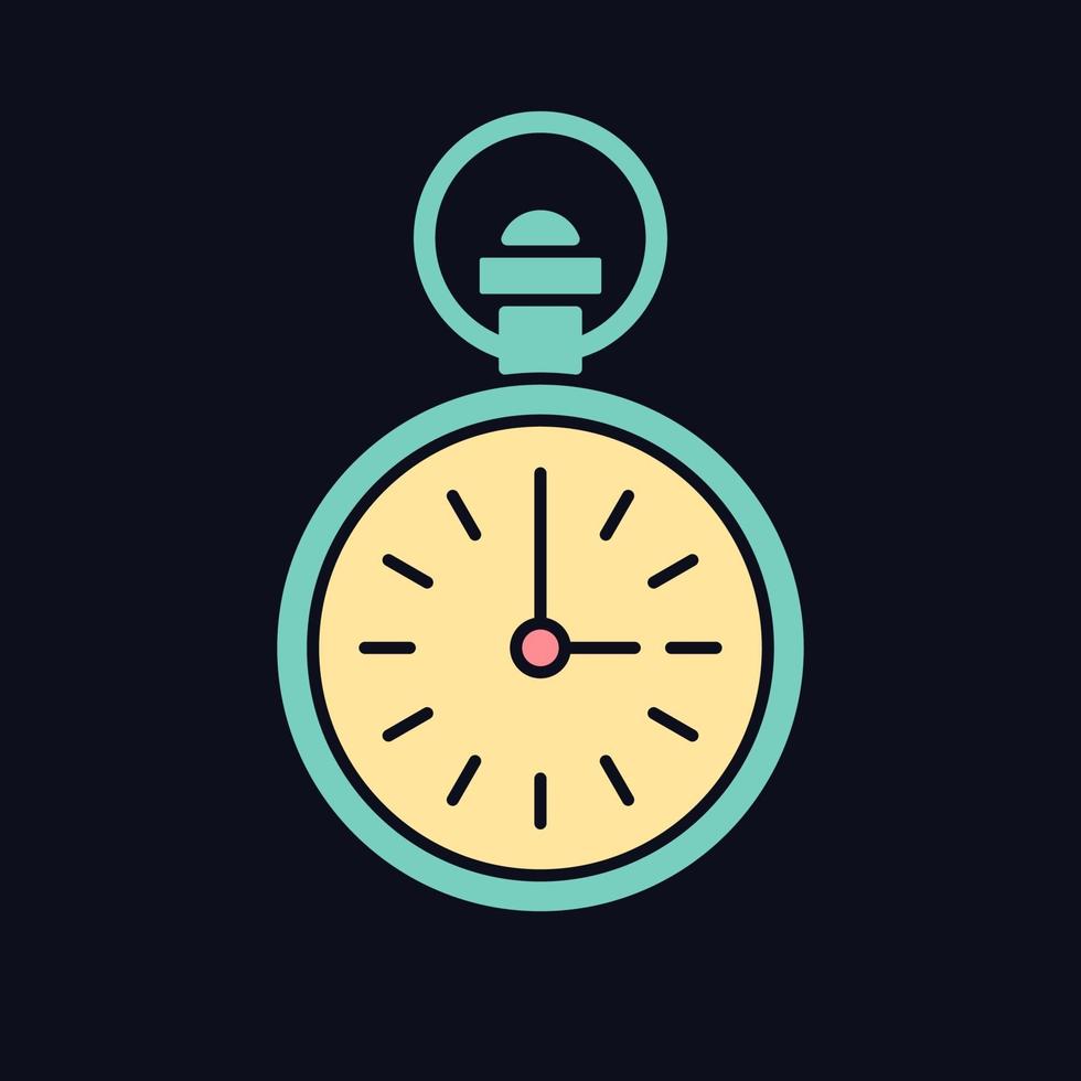 Antique pocket watch RGB color icon for dark theme vector