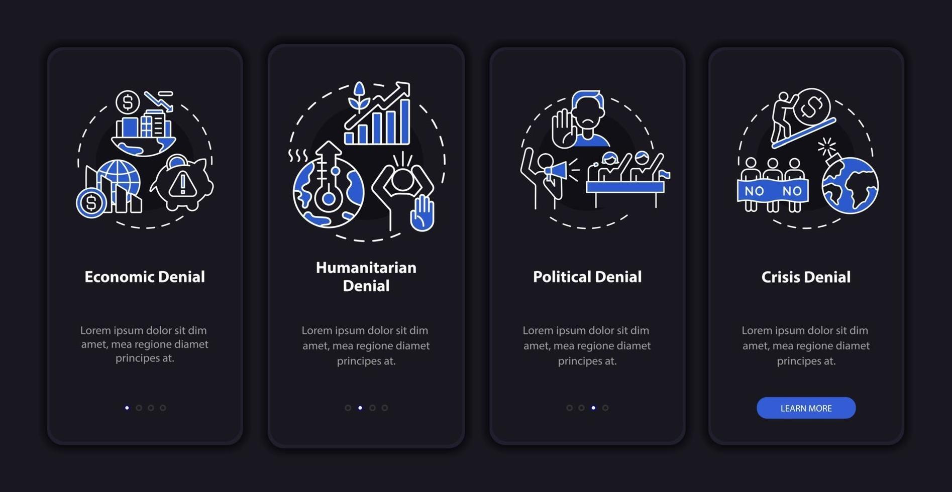 Political denial onboarding mobile app page screen vector