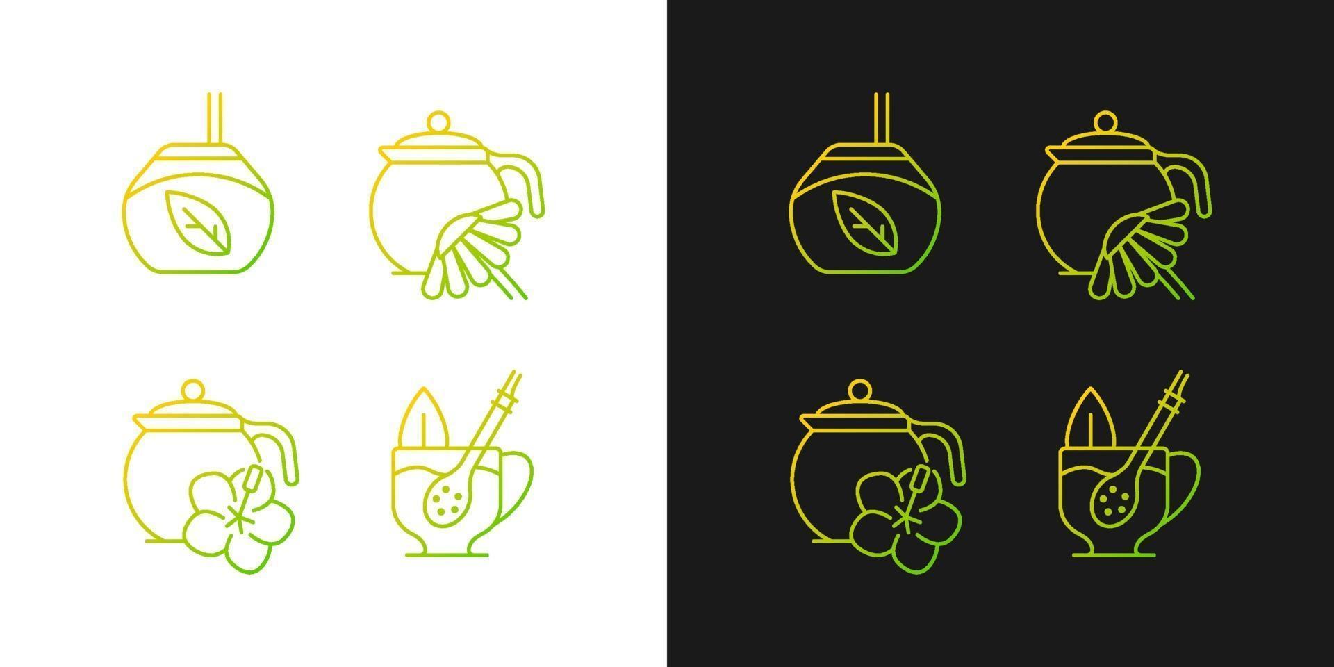 Herbal tea gradient icons set for dark and light mode vector
