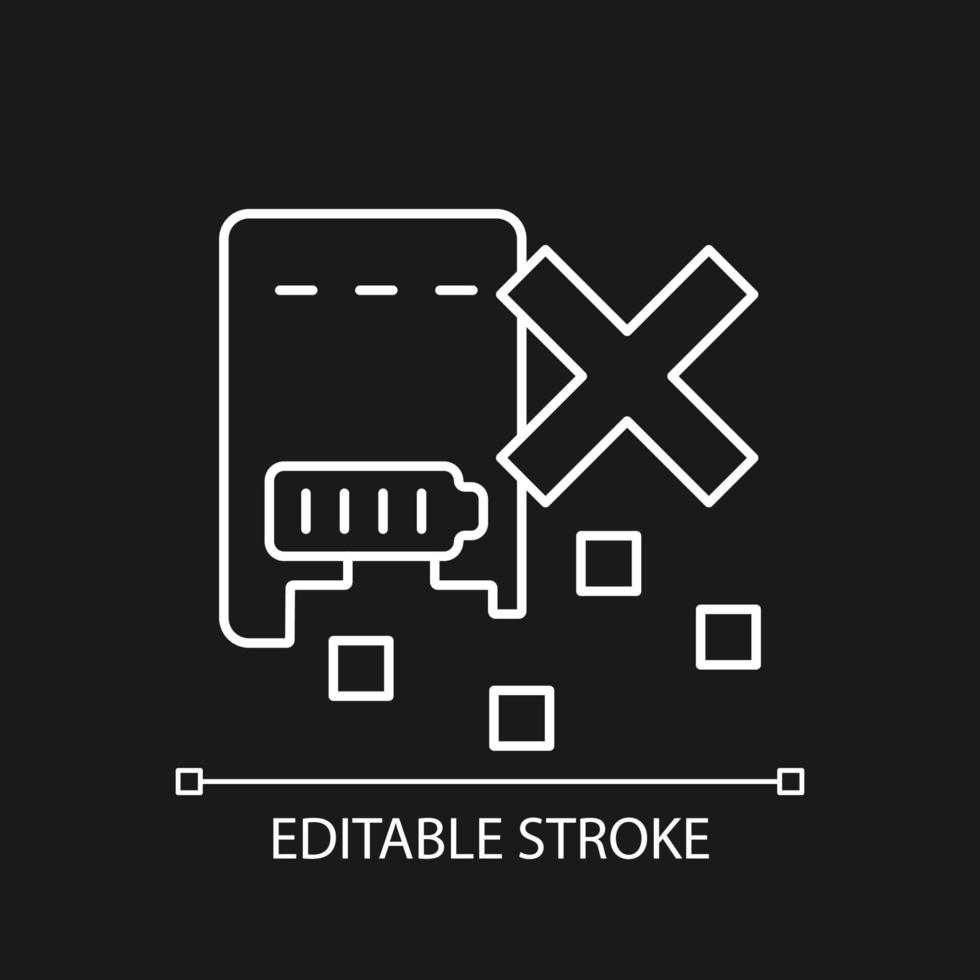 Dont shred powerbank white linear manual label icon for dark theme vector
