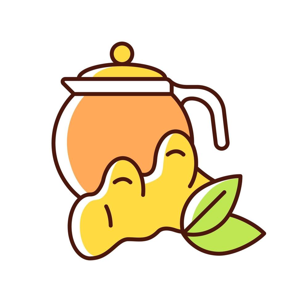 Ginger tea RGB color icon vector