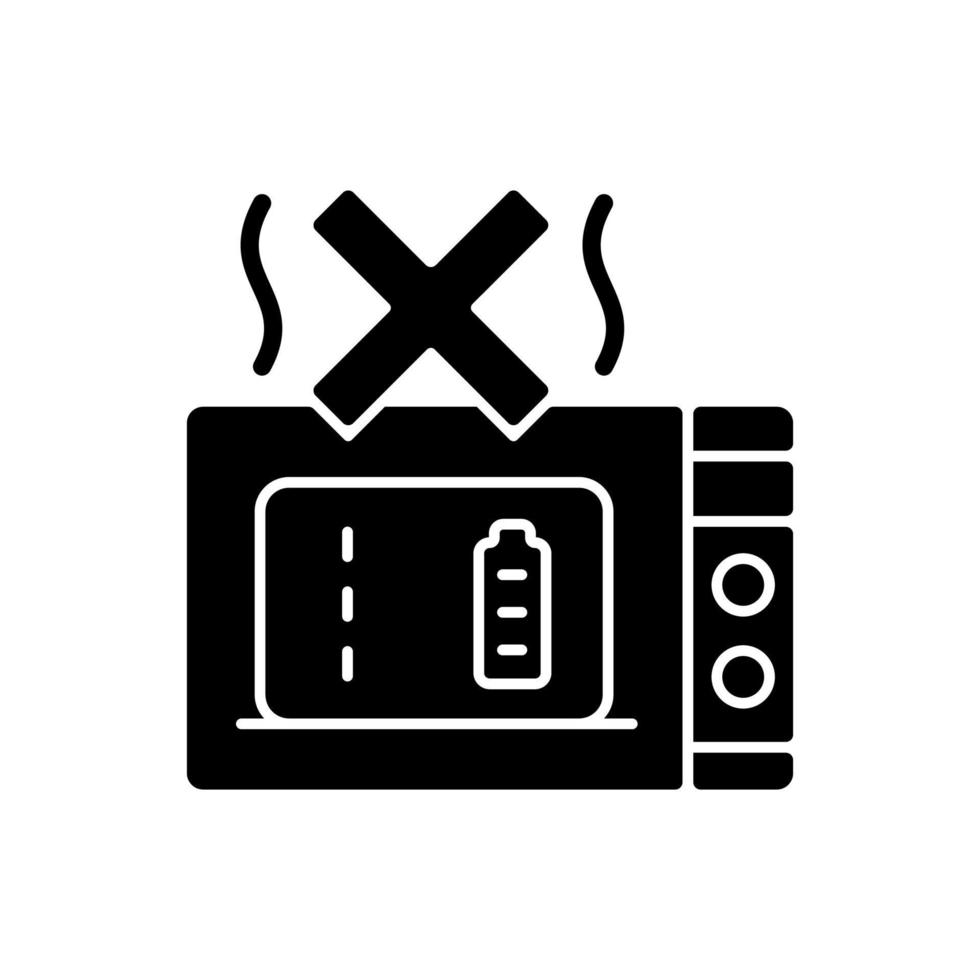 Dont microwave powerbank black glyph manual label icon vector