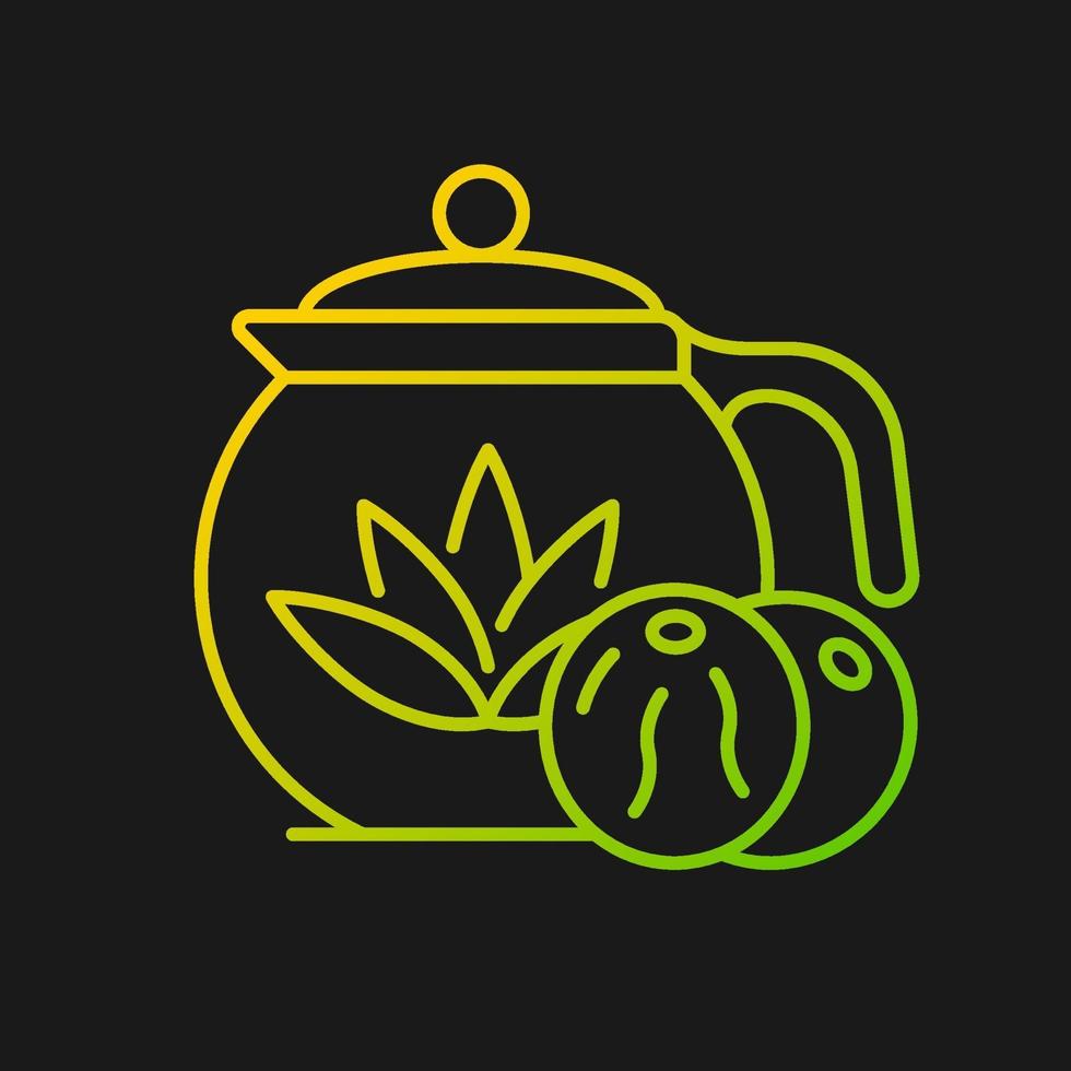 icono de vector de gradiente de té floreciente para tema oscuro