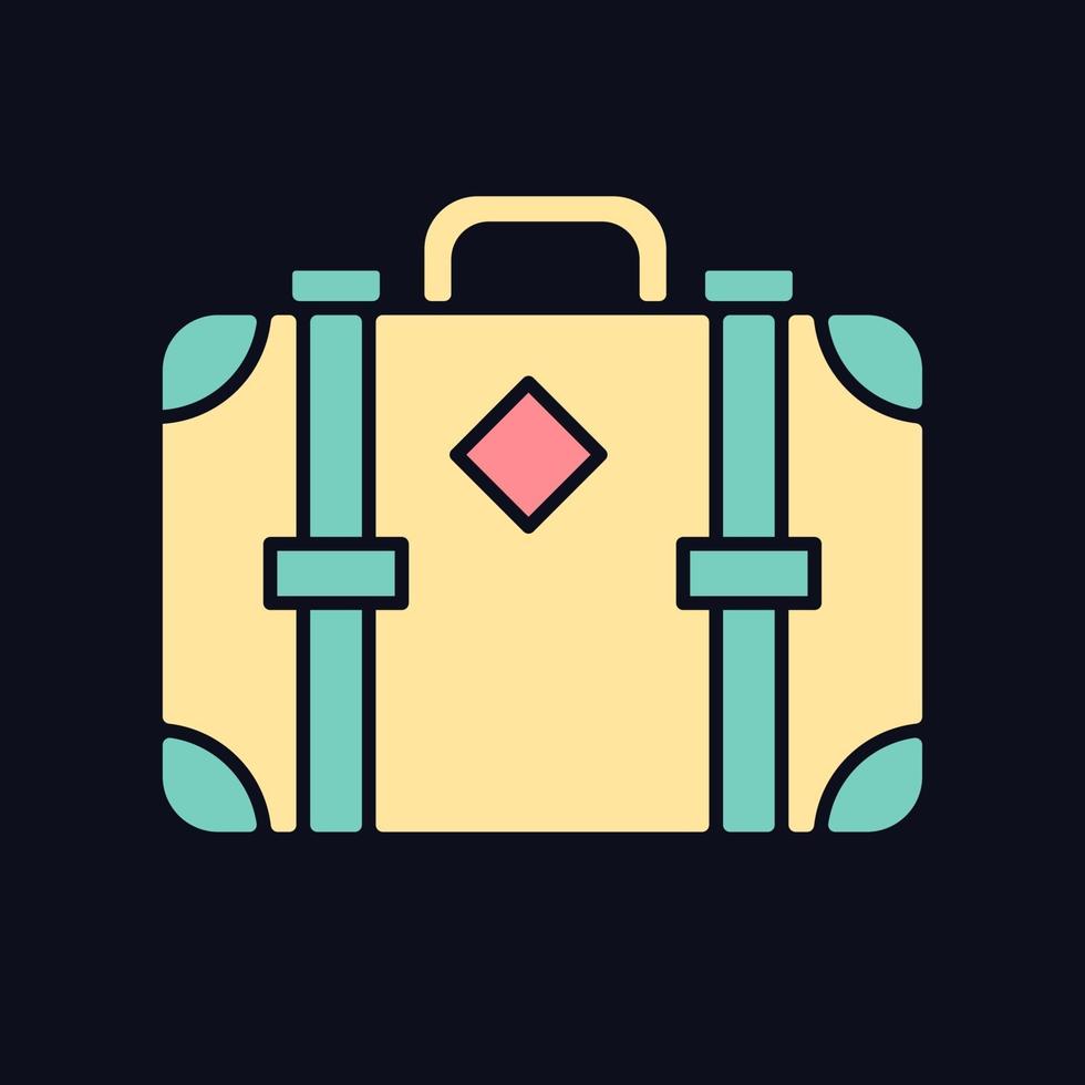 Old-fashioned style suitcase RGB color icon for dark theme vector