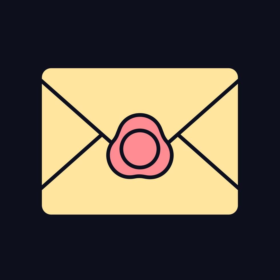 Vintage envelope RGB color icon for dark theme vector