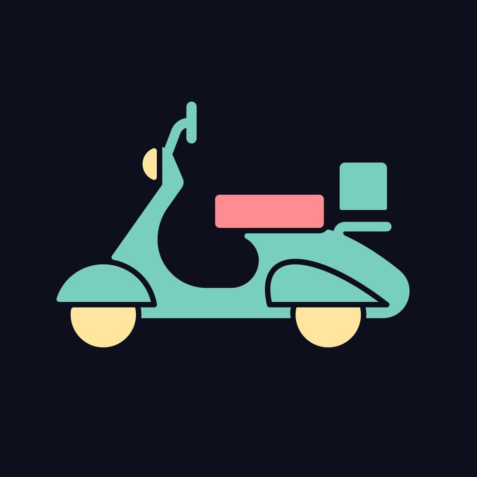 Vintage moped RGB color icon for dark theme vector