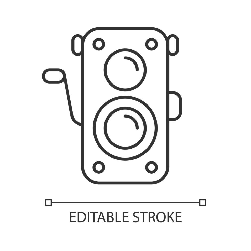 Old photo camera linear icon vector