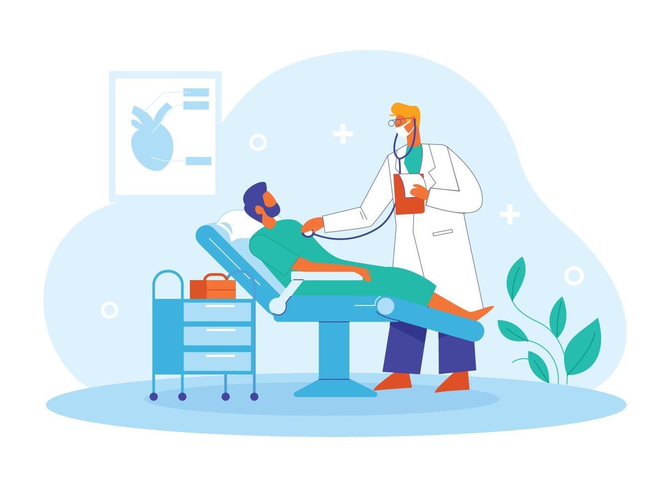Doctor checking patient illustration concept vector
