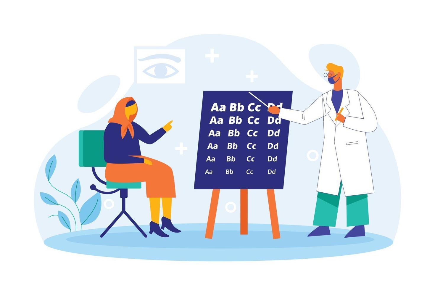 Eye doctor with patient illustration concept vector