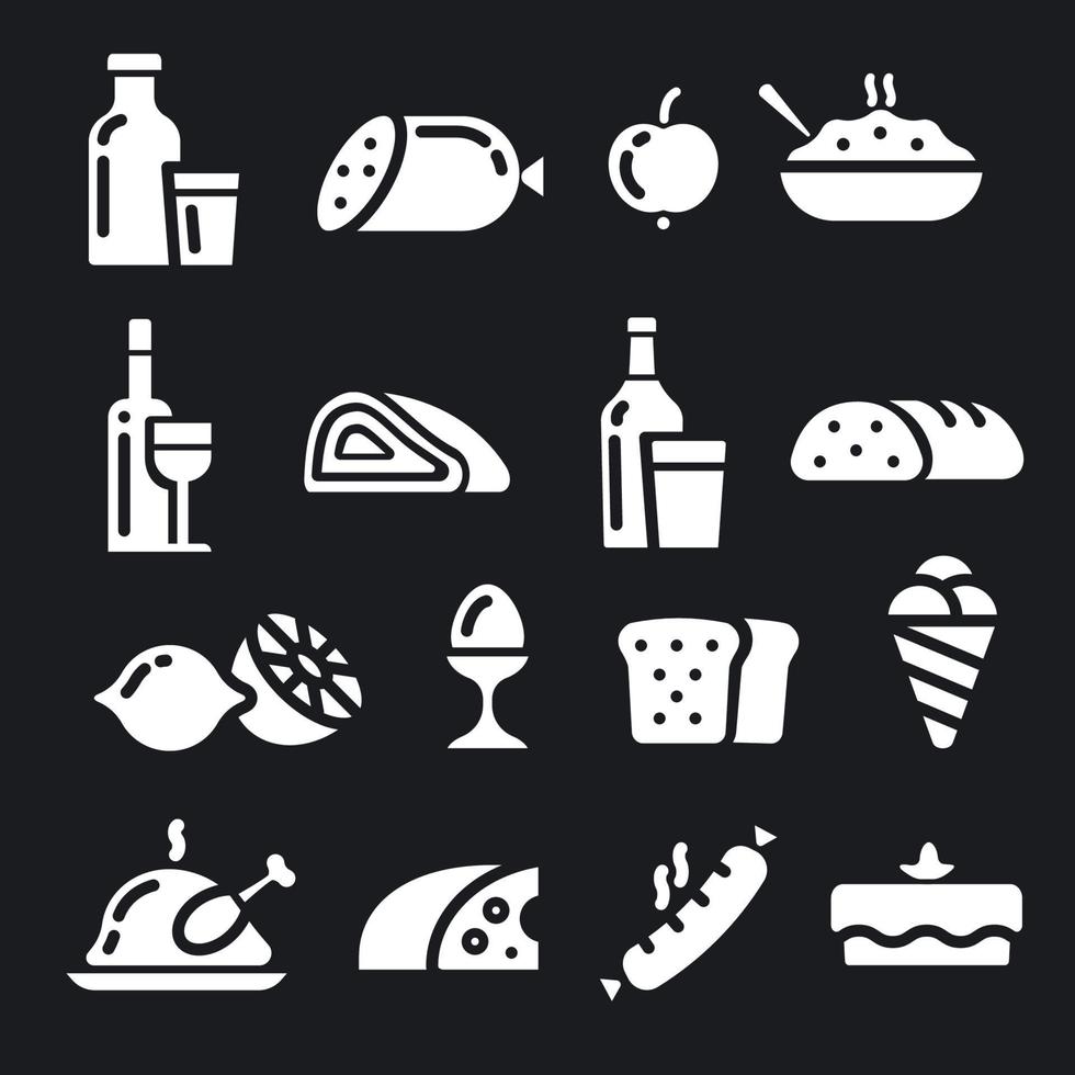 food icons set vector