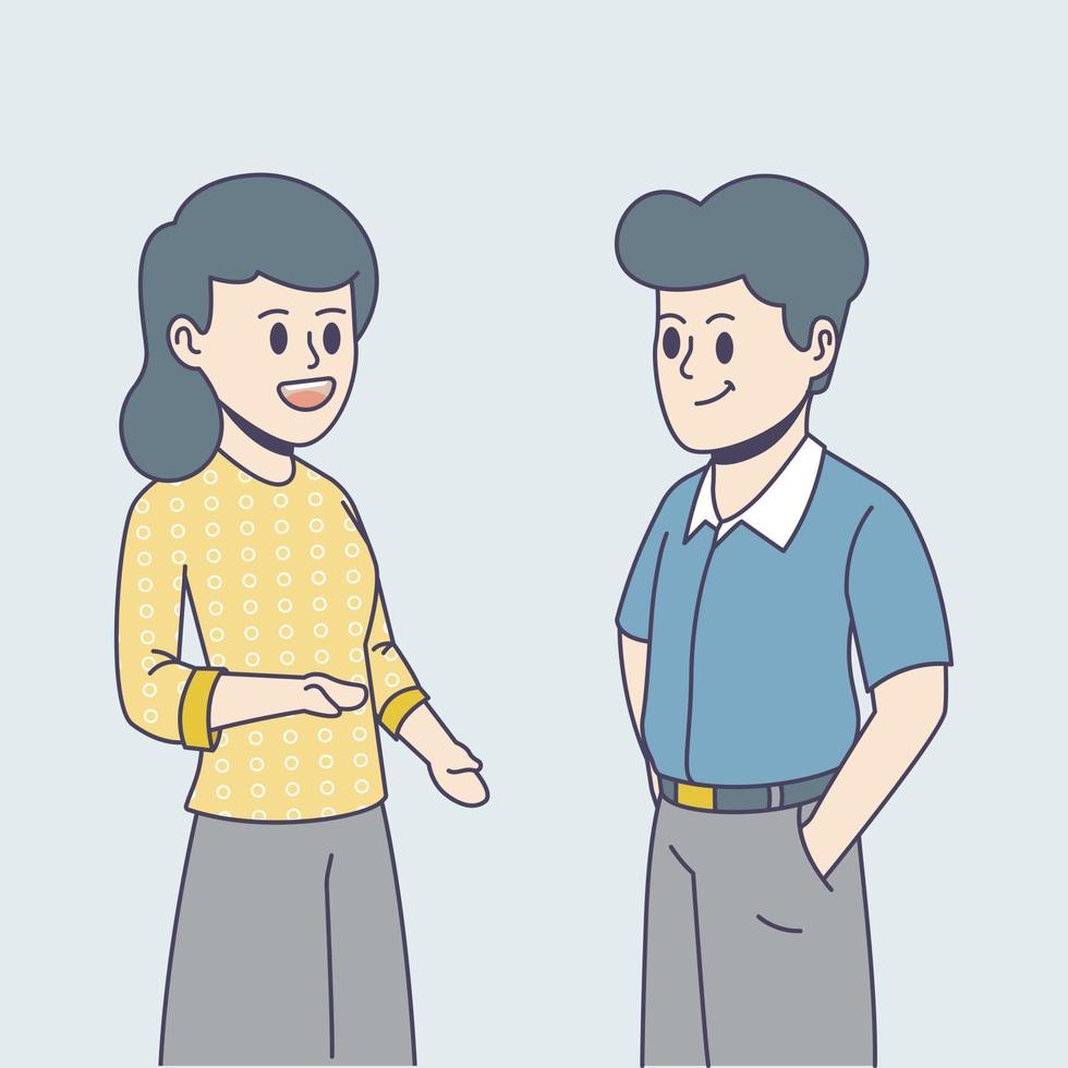 Couple people do conversation illustration vector