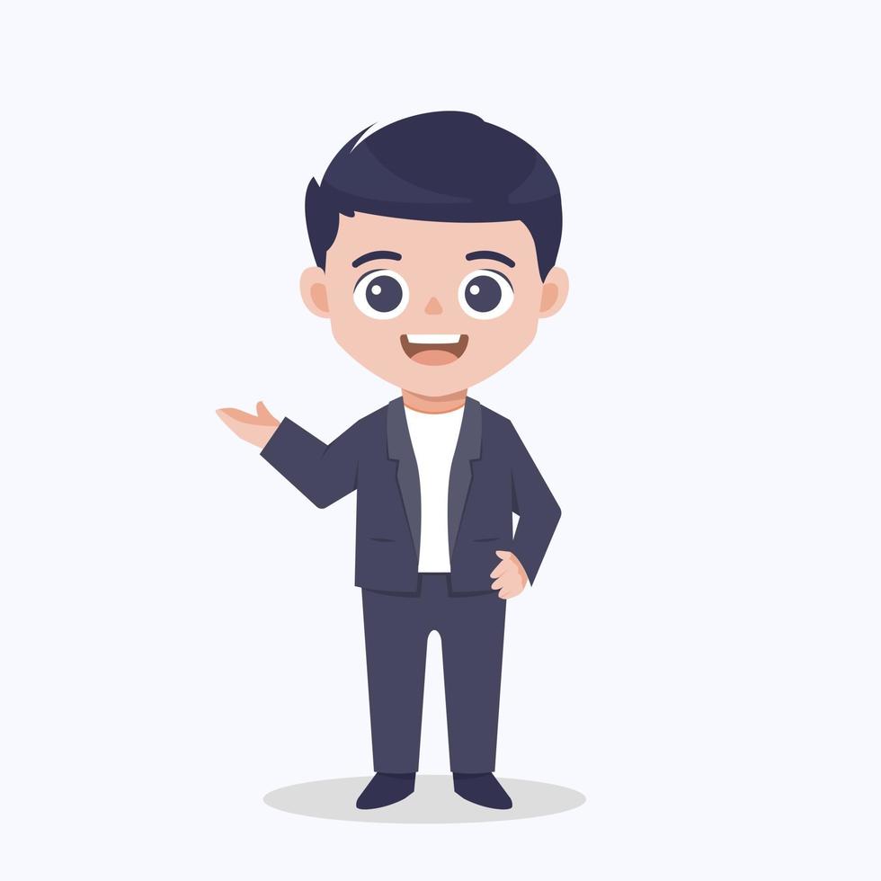 Businessman explain pose character design. vector