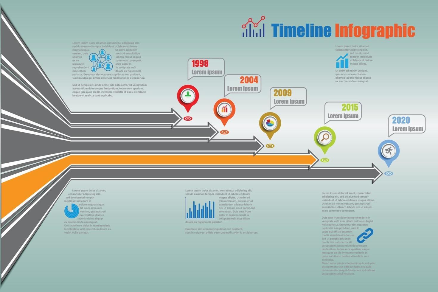 Modern business roadmap timeline infographic with 5 options vector