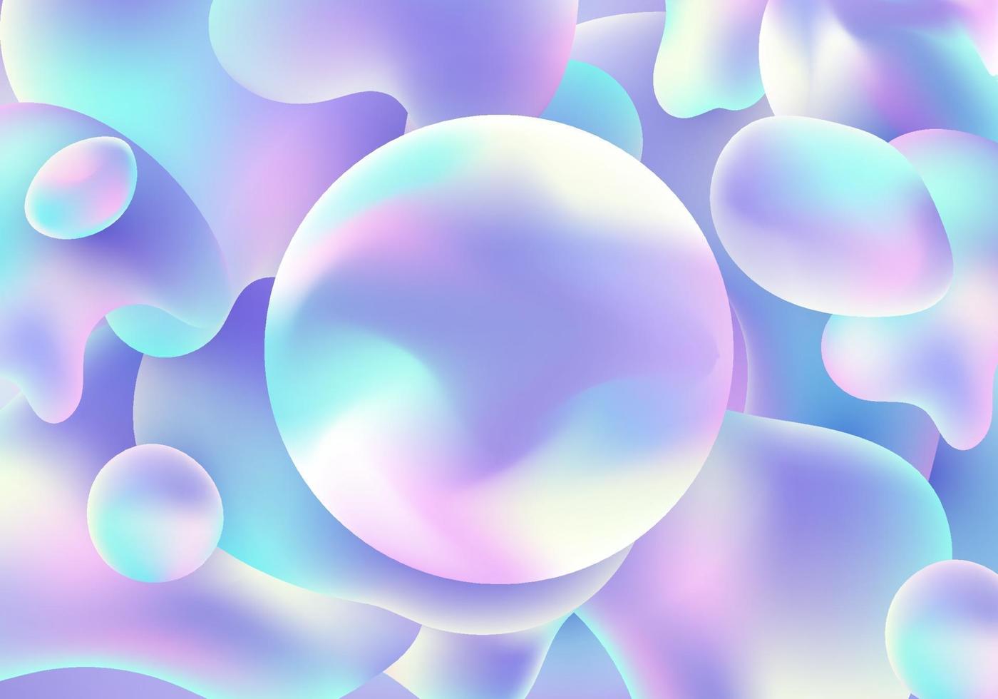 Abstract 3D fluid holographic gradient shape pattern background. vector