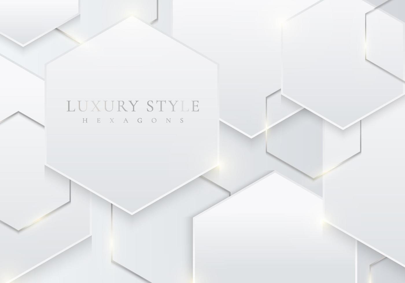 3D white geometric hexagonal overlapping lighting background luxury vector