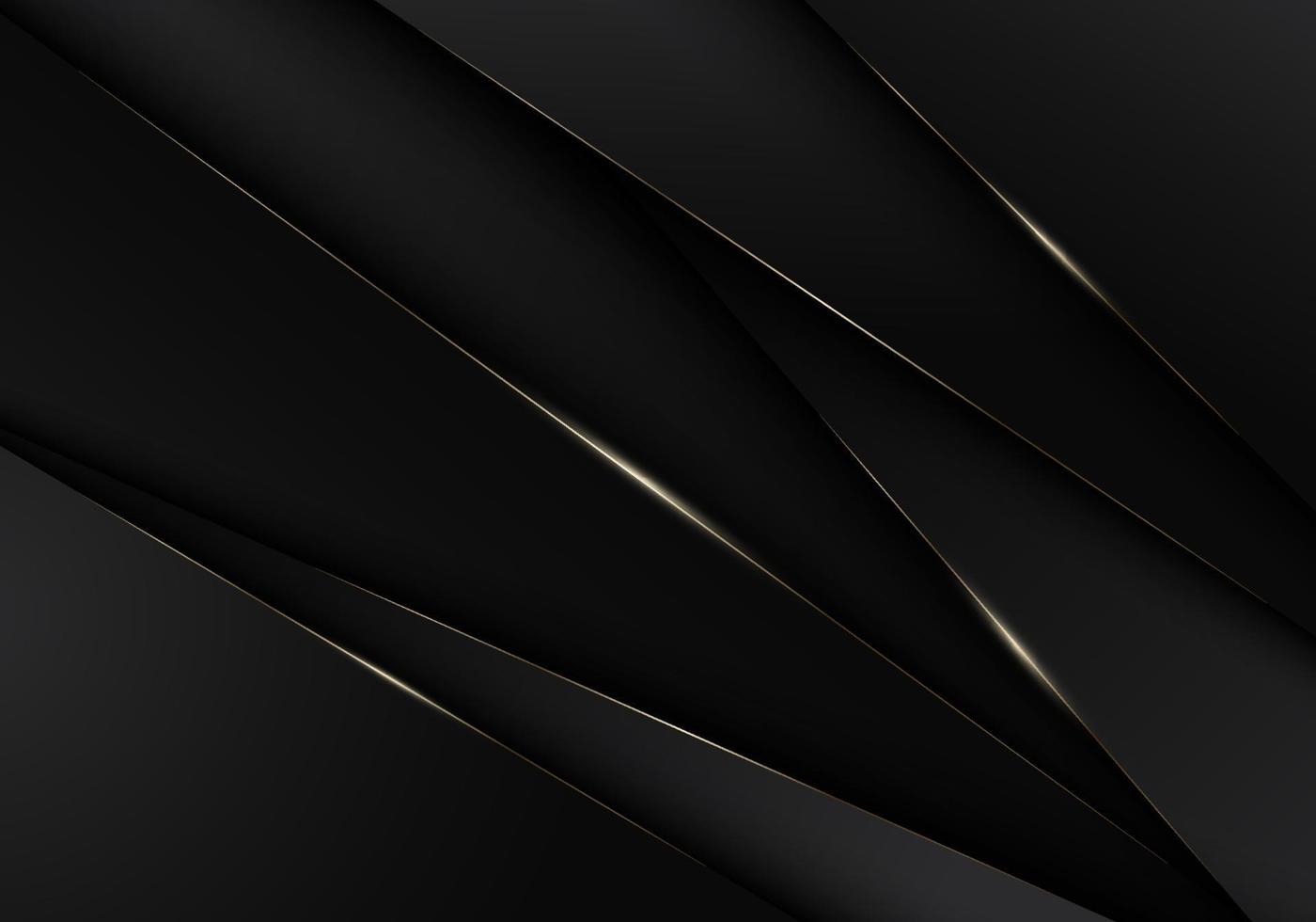 Abstract 3D black stripes triangles golden lines background vector