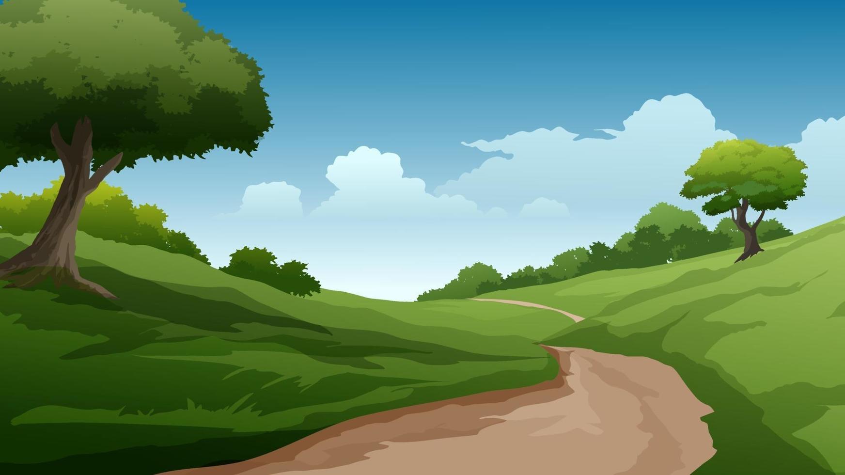 Countryside Landscape With Road vector
