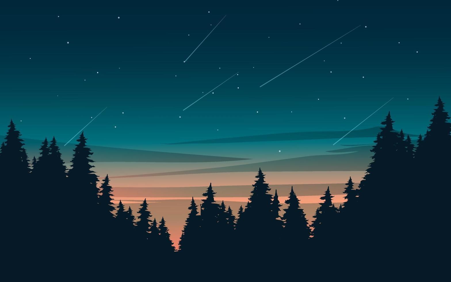 noche estrellada con pinos vector