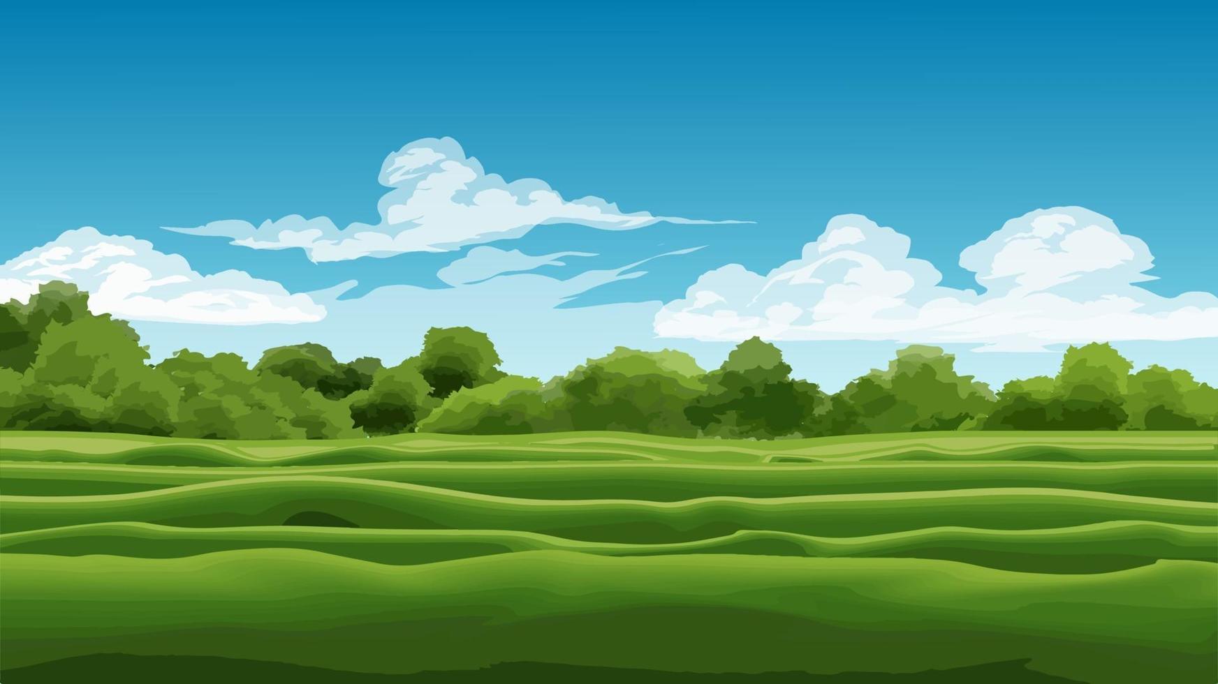Green Field In Sunny Day vector