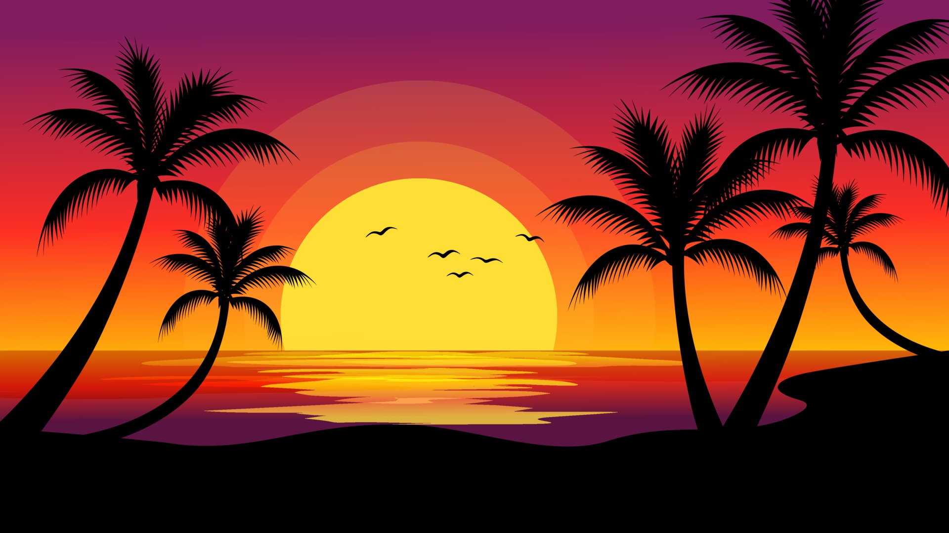 tropical sunset wallpaper