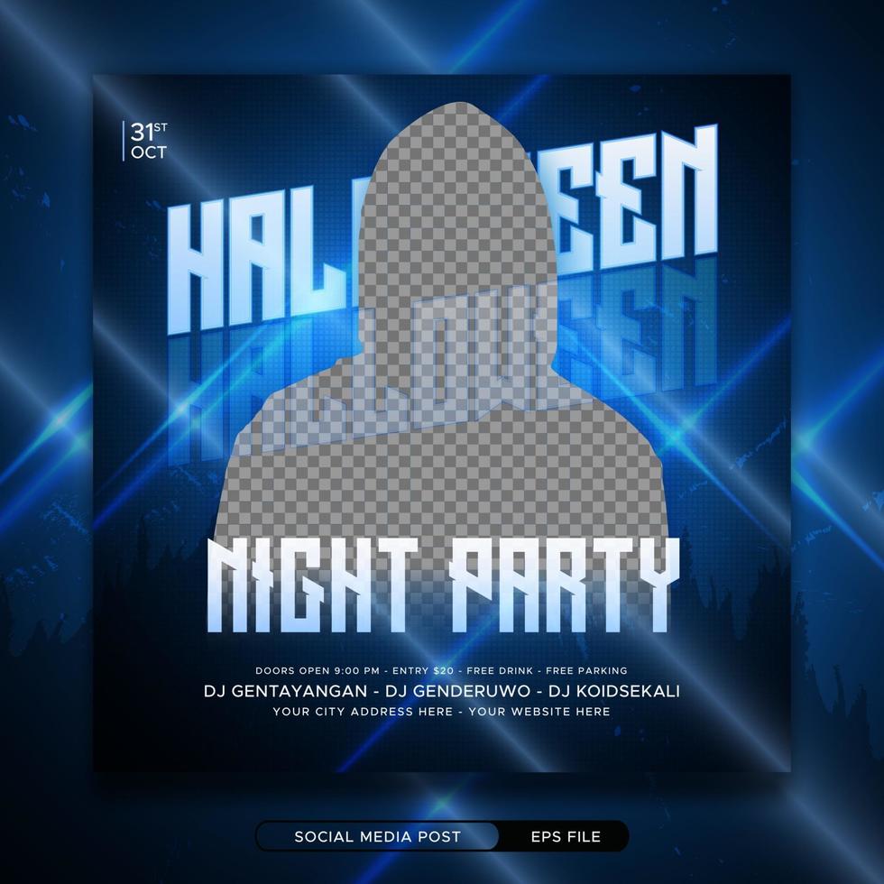 Halloween night party invitation social media post banner template vector