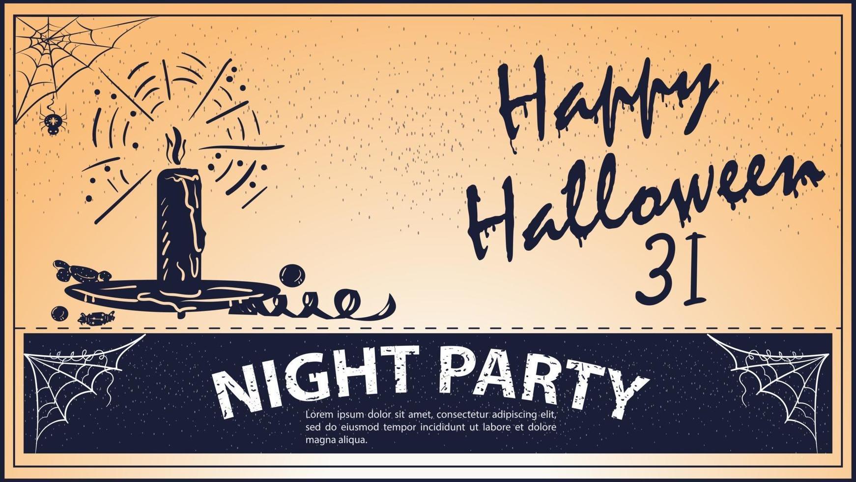 Vintage invitation for the Halloween holiday burning candle vector