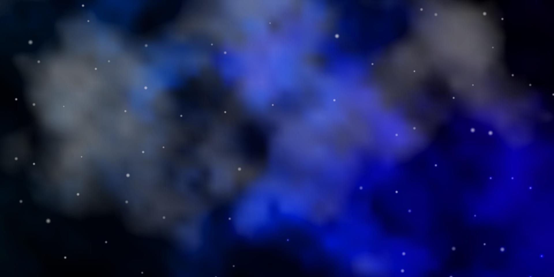 Fondo de vector azul oscuro con estrellas pequeñas y grandes.