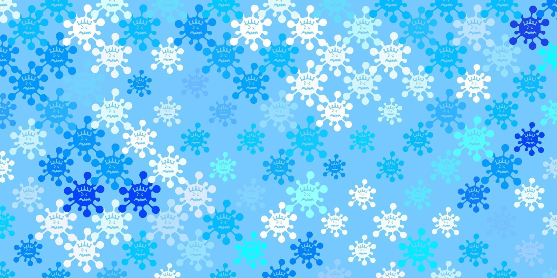 Light BLUE vector pattern with coronavirus elements.