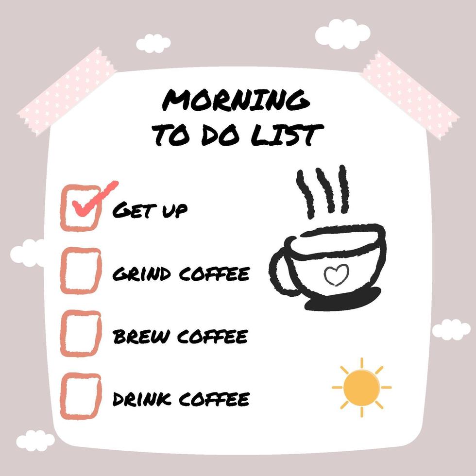 Cute morning to do list checklist 3428553 Vector Art at Vecteezy