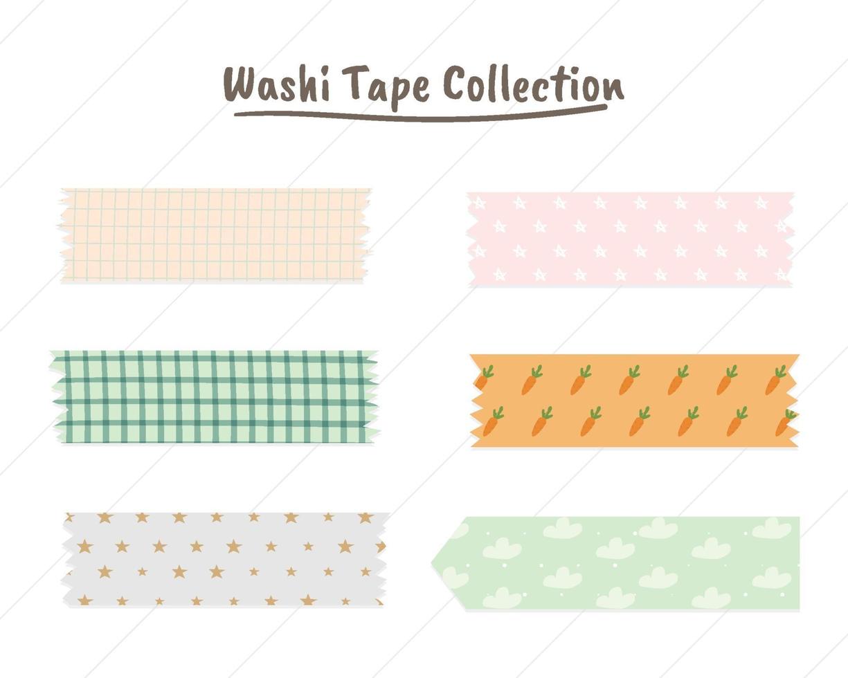 Cute washi tape collection in pastel color vector