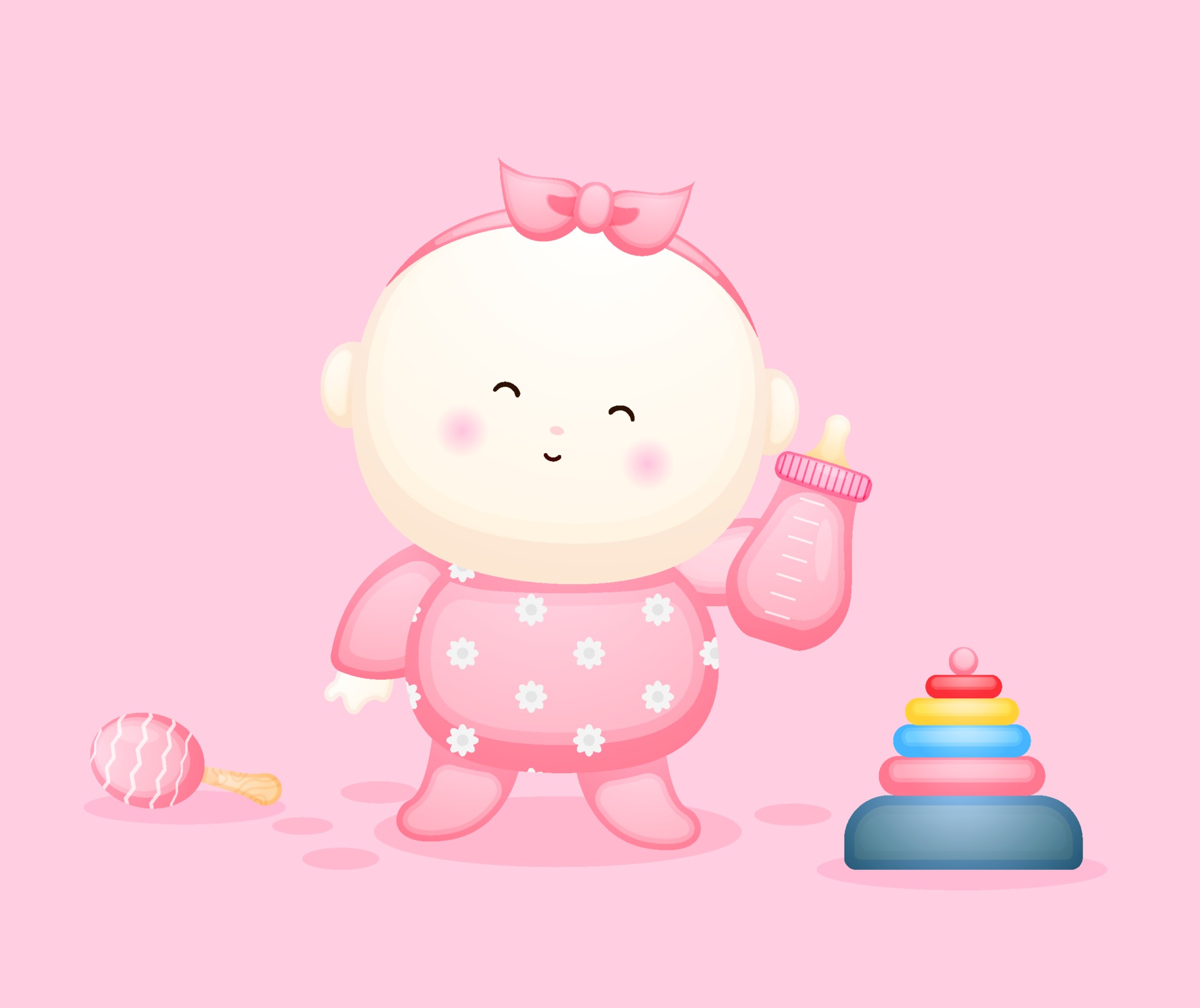 Cute baby girl holding a pacifier cartoon character. 3428572 Vector Art at  Vecteezy