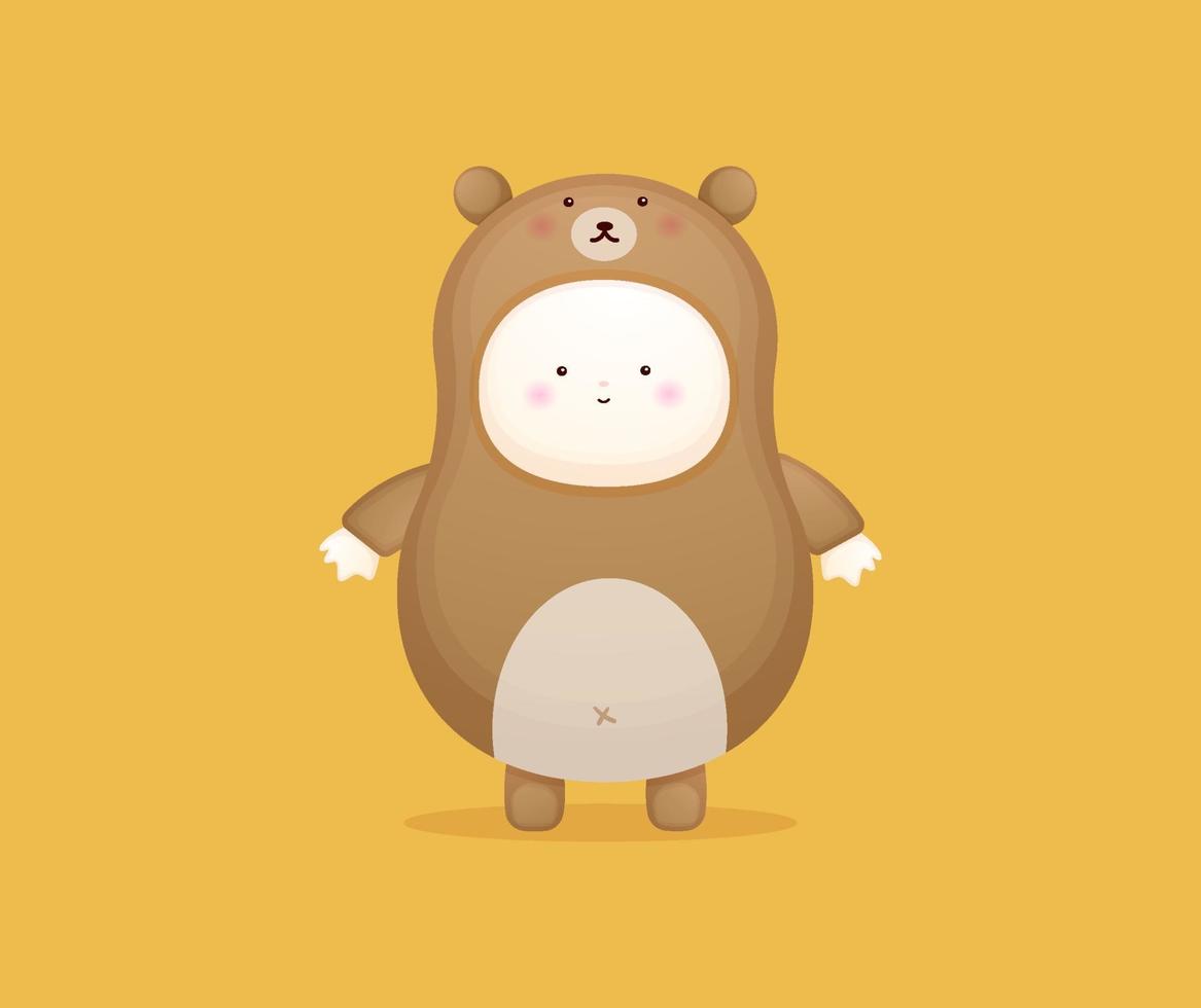 Cute baby in bear costume. vector