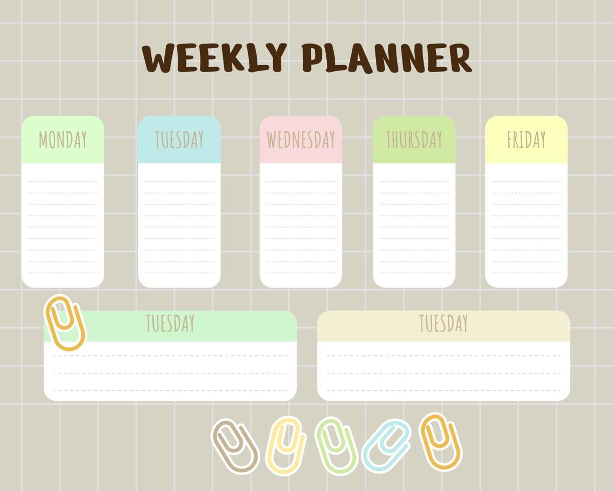 Cute weekly planner element stationery collection Premium Vector