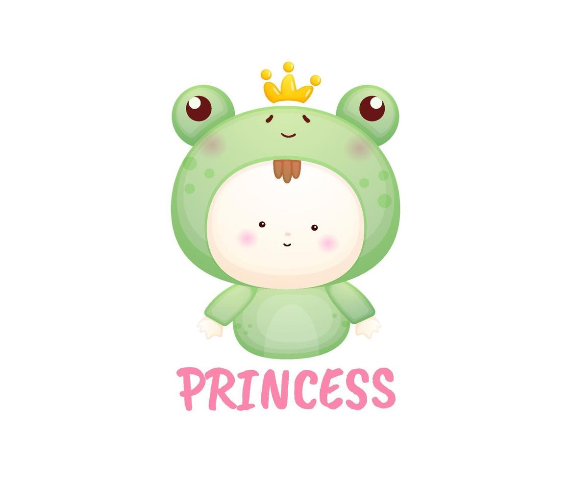 lindos príncipes bebé disfrazados de rana. vector