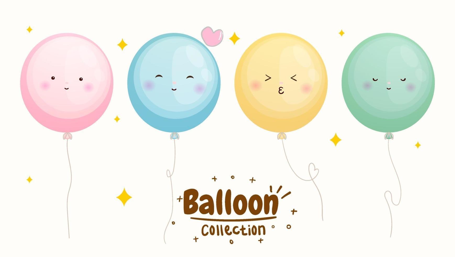 conjunto de linda colección de globos emoji vector