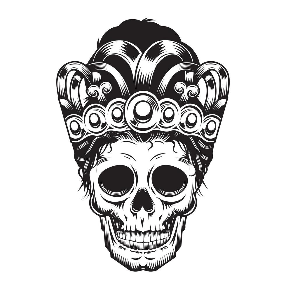 Prince Skull Mom in crown Head design on white background. Halloween. vector