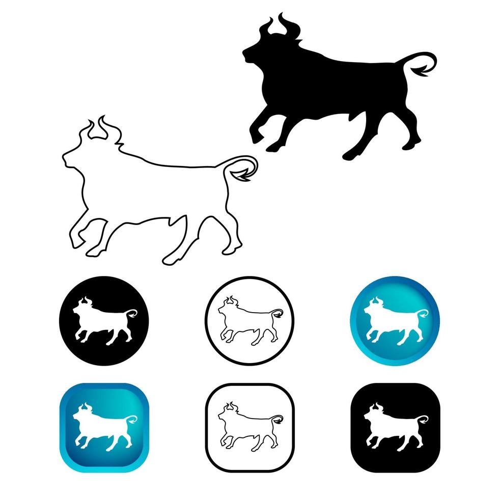 Abstract Bull Animal Icon Set vector