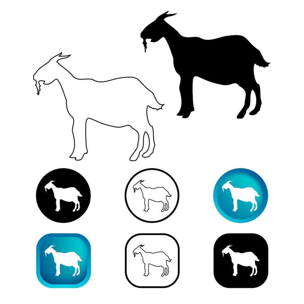 Abstract Goat Animal Icon Set vector