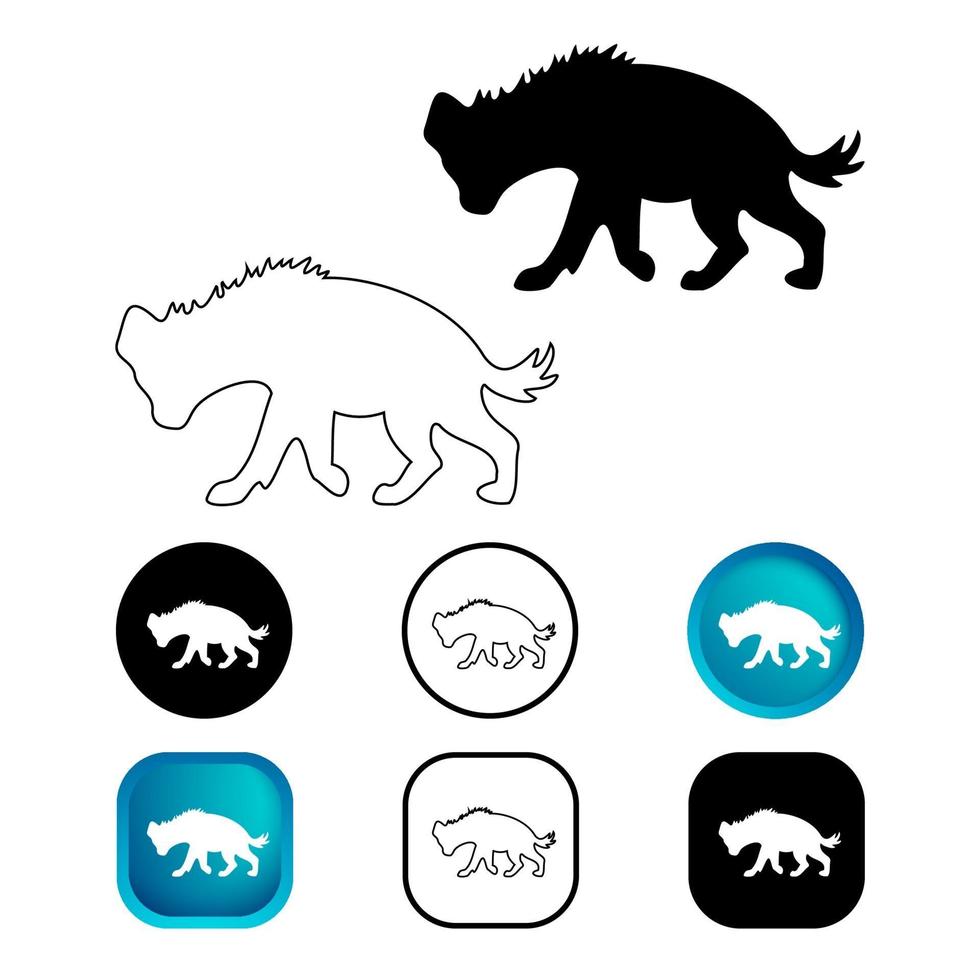 Conjunto de iconos de animales de hiena abstracta vector