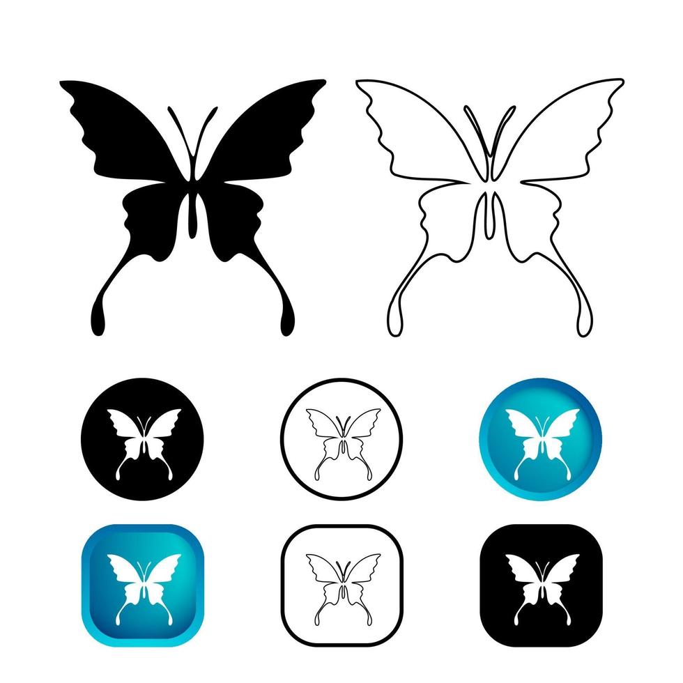 Conjunto de iconos de animales mariposas abstractas vector