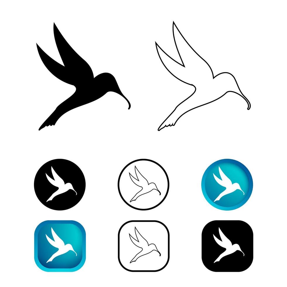 Abstract Humming Bird Icon Set vector