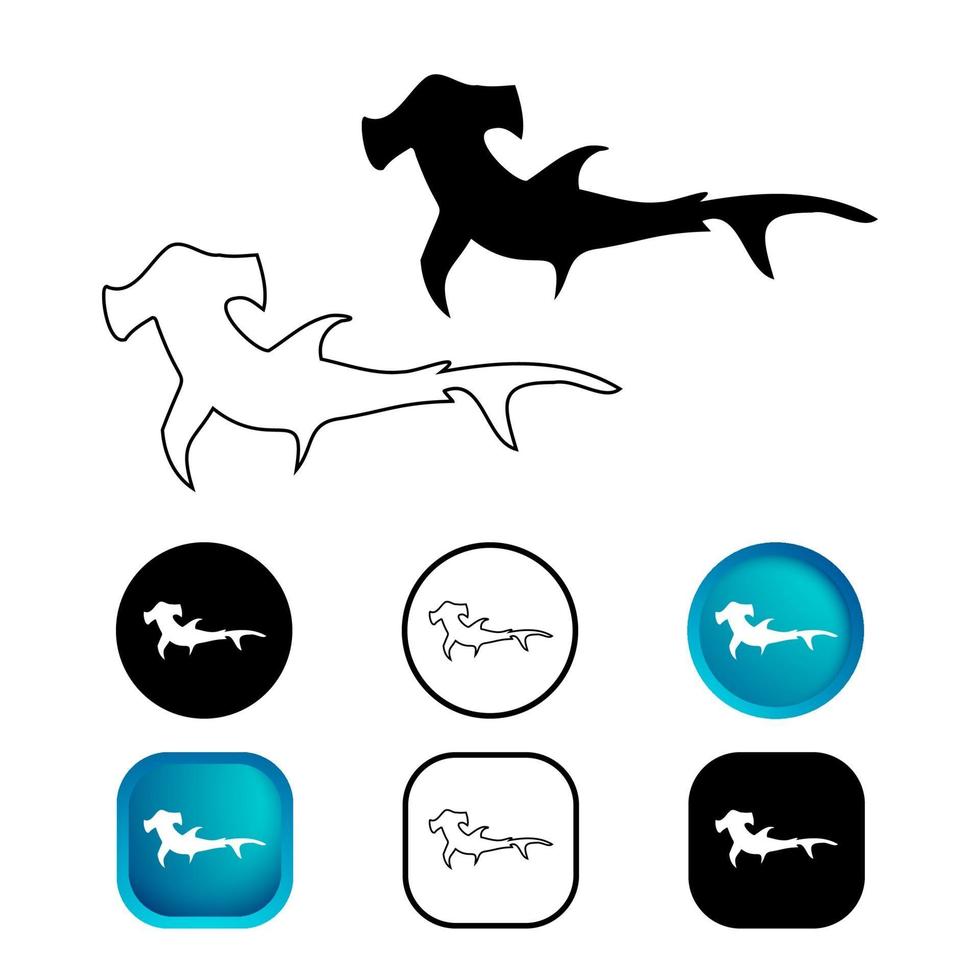 Abstract Hammerhead Fish Icon Set vector